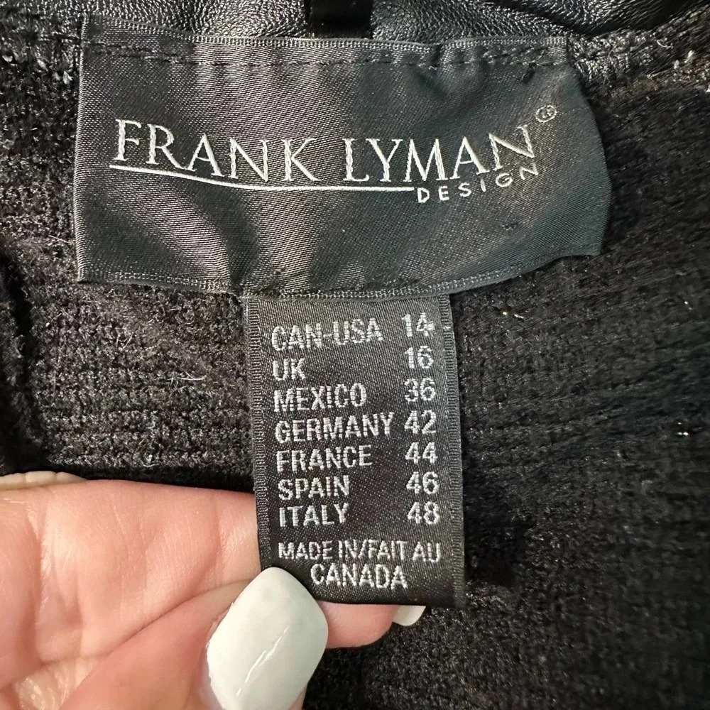 Frank Lyman Black Metallic Leopard Print Open Front Blazer Women’s Size 14 - Picture 3 of 5